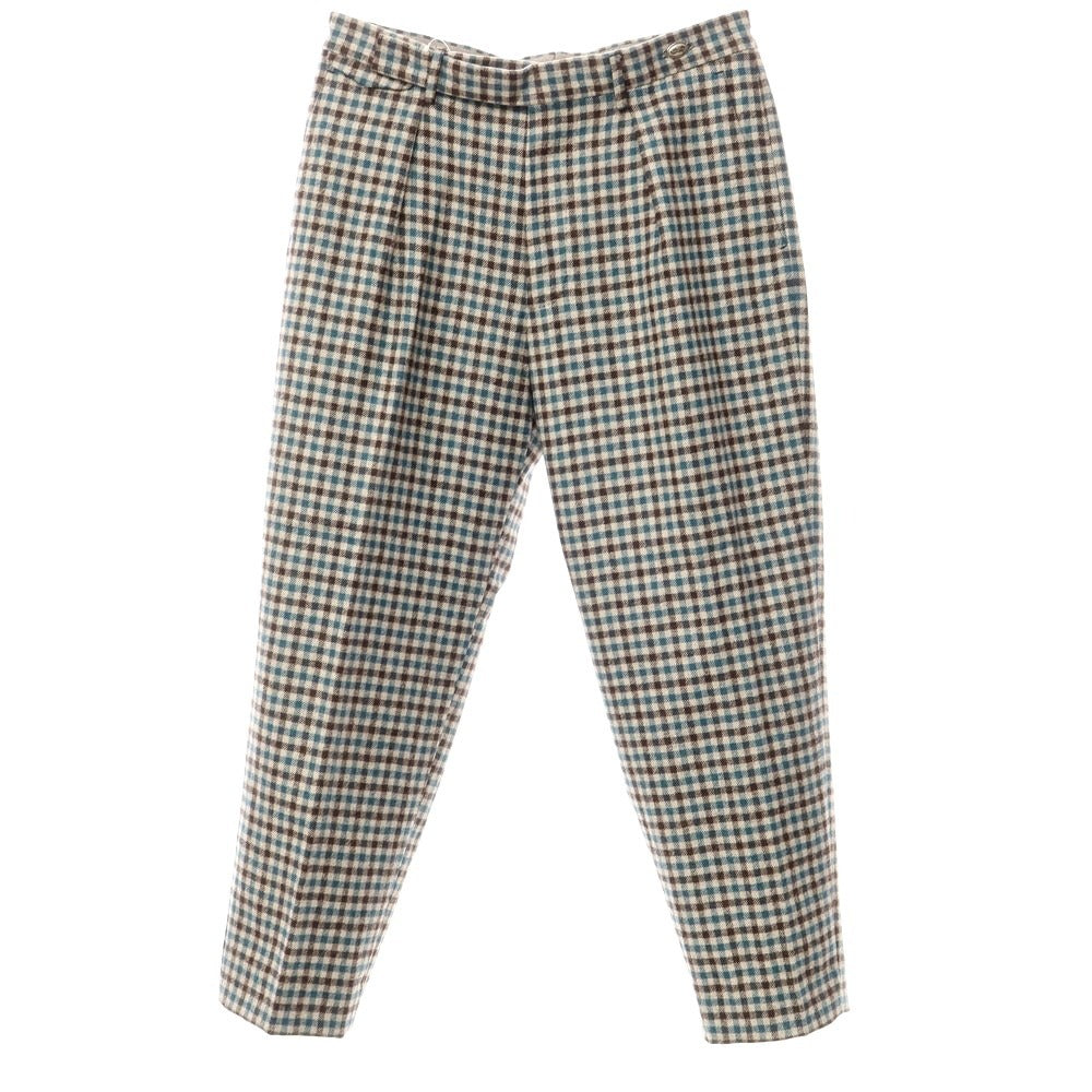 [Used] TAGLIATORE wool check slacks, beige x blue-green [Size 46] [GRN] [A/W] [Condition Rank B] ​​[Men&