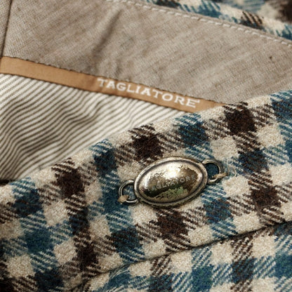 [Used] TAGLIATORE wool check slacks, beige x blue-green [Size 46] [GRN] [A/W] [Condition Rank B] ​​[Men&