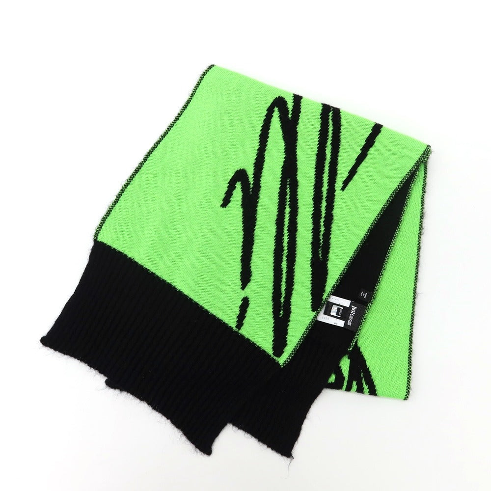 [Used] Just Cavalli scarf
 Fluorescent green x black [GRN] [A/W] [Condition rank B] ​​[Men&