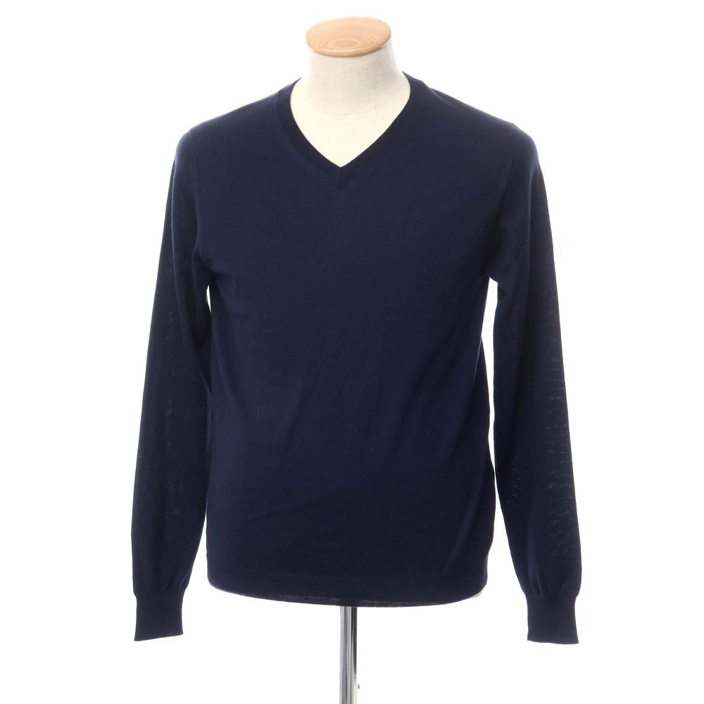【中古】トゥモローランド TOMORROWLAND ウール ハイゲージ Vネック プルオーバーニット ネイビー【サイズM】【NVY】【A/W】【状態ランクB】【メンズ】【768869】