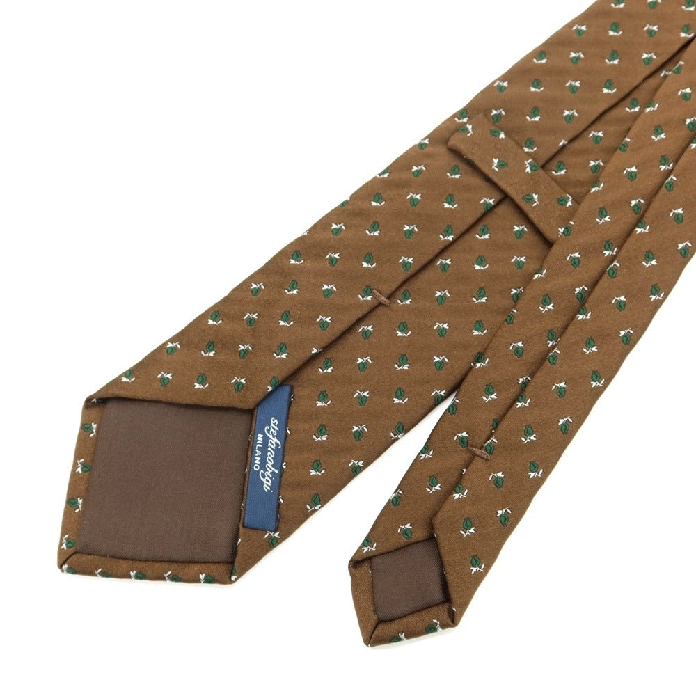 [Used] Stefano Bigi Floral Pattern Tri-Fold Silk Tie Brown x Green [BRW] [S/S/A/W] [Condition Rank B] ​​[Men&