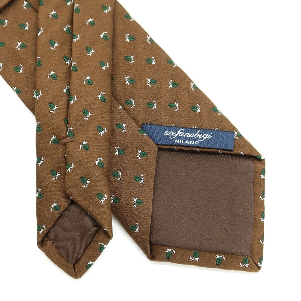 [Used] Stefano Bigi Floral Pattern Tri-Fold Silk Tie Brown x Green [BRW] [S/S/A/W] [Condition Rank B] ​​[Men&