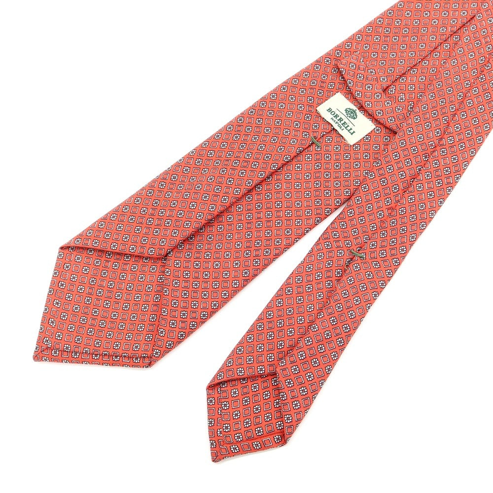 [Used] Luigi Borrelli Small Pattern Print Tri-Fold Silk Tie Salmon [PNK] [S/S/A/W] [Condition Rank B] ​​[Men&