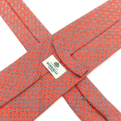 [Used] Luigi Borrelli Small Pattern Print Tri-Fold Silk Tie Salmon [PNK] [S/S/A/W] [Condition Rank B] ​​[Men&