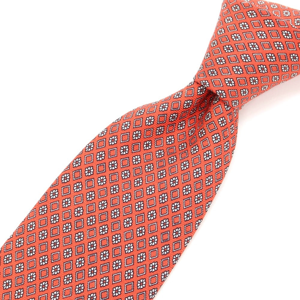 [Used] Luigi Borrelli Small Pattern Print Tri-Fold Silk Tie Salmon [PNK] [S/S/A/W] [Condition Rank B] ​​[Men&