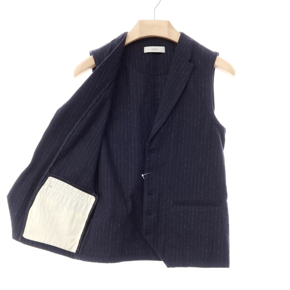 [Used] CRUNA Wool Cotton Striped Gilet Vest Navy [Size 44] [NVY] [A/W] [Condition Rank B] ​​[Men&