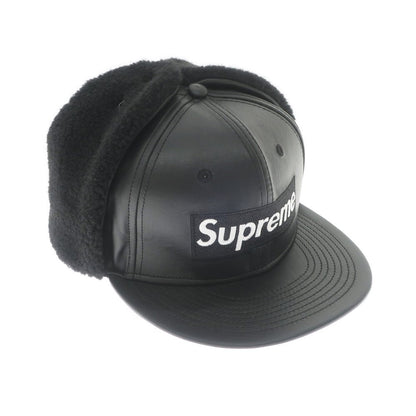 【中古】シュプリーム Supreme 2022年秋冬 Leather Earflap Box Logo New Era キャップ
 ブラック【サイズ7 5/8】【BLK】【A/W】【状態ランクD】【メンズ】
【769598】 APD