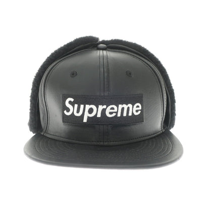 【中古】シュプリーム Supreme 2022年秋冬 Leather Earflap Box Logo New Era キャップ
 ブラック【サイズ7 5/8】【BLK】【A/W】【状態ランクD】【メンズ】
【769598】 APD