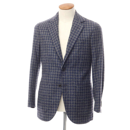 [Used] DE PETRILLO wool cotton cashmere check tailored jacket gray x navy [size 46 drop 7] [GRY] [A/W] [condition rank B] ​​[men&