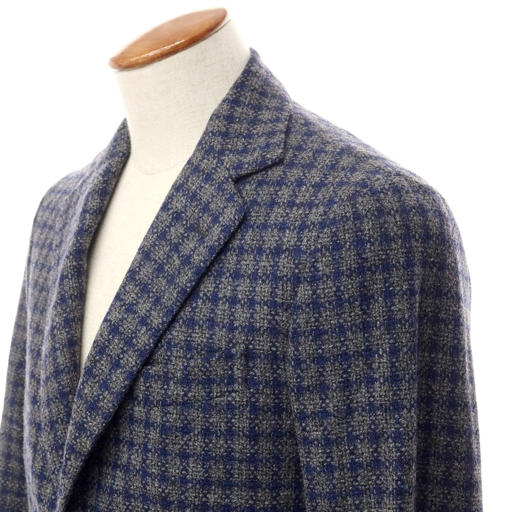 [Used] DE PETRILLO wool cotton cashmere check tailored jacket gray x navy [size 46 drop 7] [GRY] [A/W] [condition rank B] ​​[men&