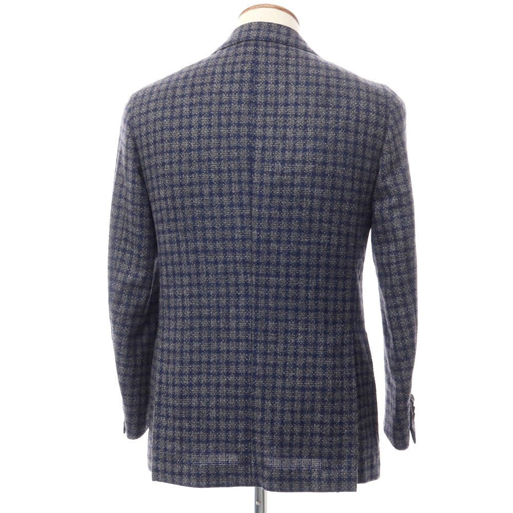 [Used] DE PETRILLO wool cotton cashmere check tailored jacket gray x navy [size 46 drop 7] [GRY] [A/W] [condition rank B] ​​[men&