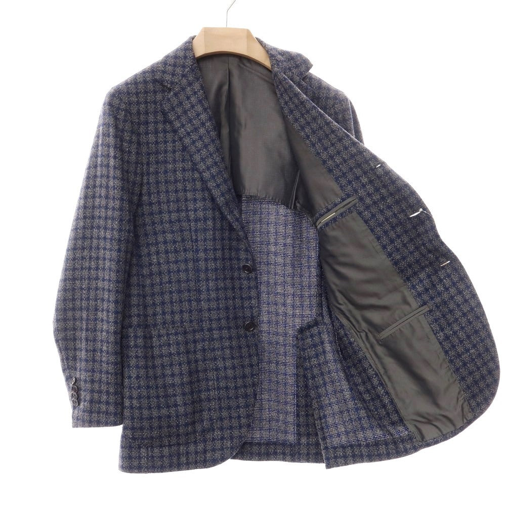 [Used] DE PETRILLO wool cotton cashmere check tailored jacket gray x navy [size 46 drop 7] [GRY] [A/W] [condition rank B] ​​[men&