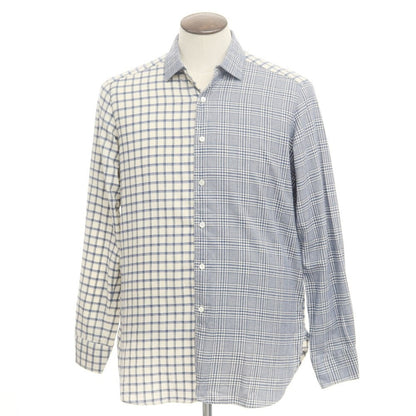 [Used] Bagutta Cotton Check Pattern Casual Shirt Off-White x Navy [Size 3] [NVY] [A/W] [Condition Rank B] ​​[Men&