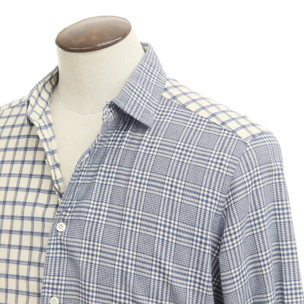 [Used] Bagutta Cotton Check Pattern Casual Shirt Off-White x Navy [Size 3] [NVY] [A/W] [Condition Rank B] ​​[Men&