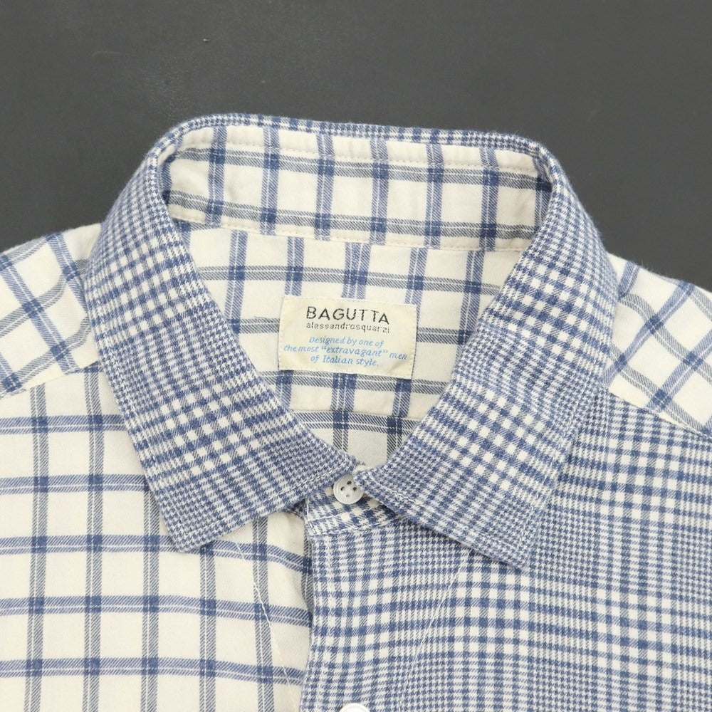 [Used] Bagutta Cotton Check Pattern Casual Shirt Off-White x Navy [Size 3] [NVY] [A/W] [Condition Rank B] ​​[Men&