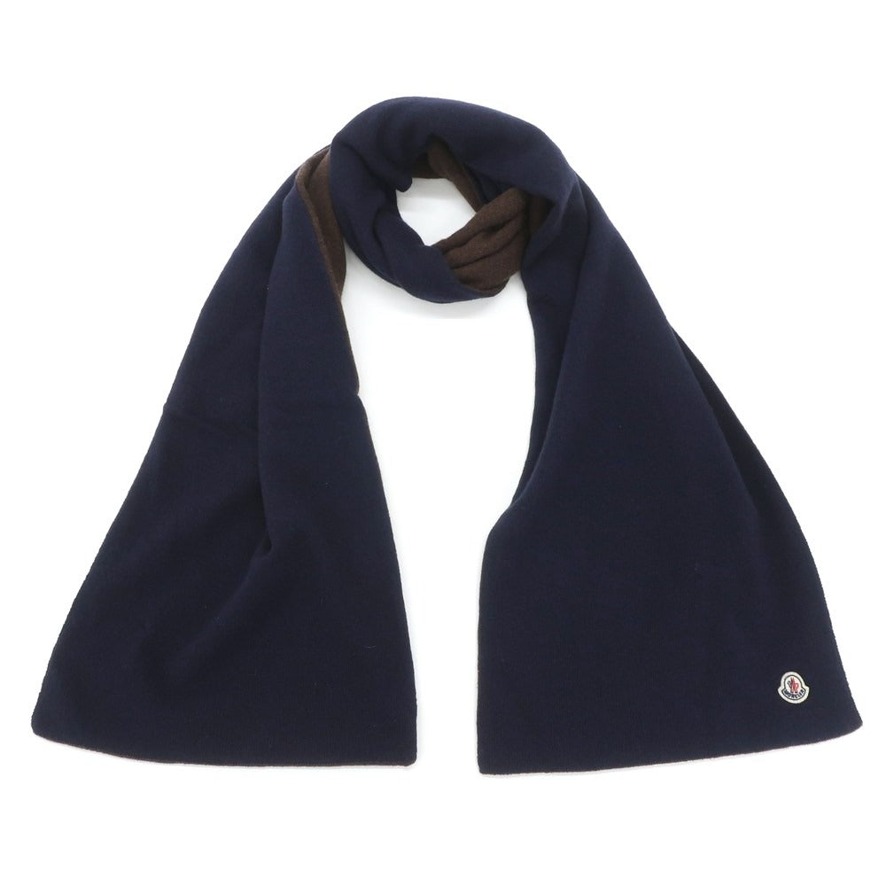 [Used] Moncler MONCLER high gauge wool rayon cashmere double face scarf navy x brown [NVY] [A/W] [Condition rank A] [Men&