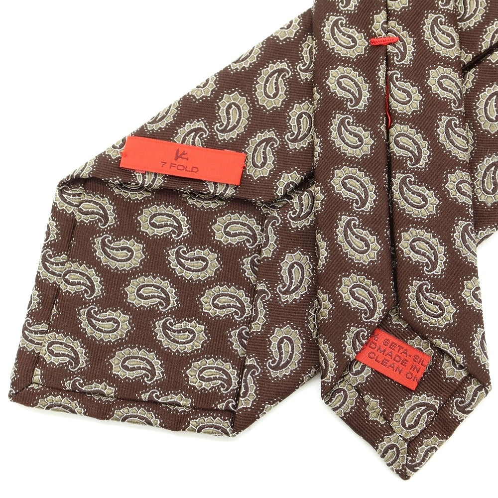 [Used] ISAIA Paisley 7FOLD Silk Tie Brown [BRW] [S/S/A/W] [Condition Rank B] ​​[Men&