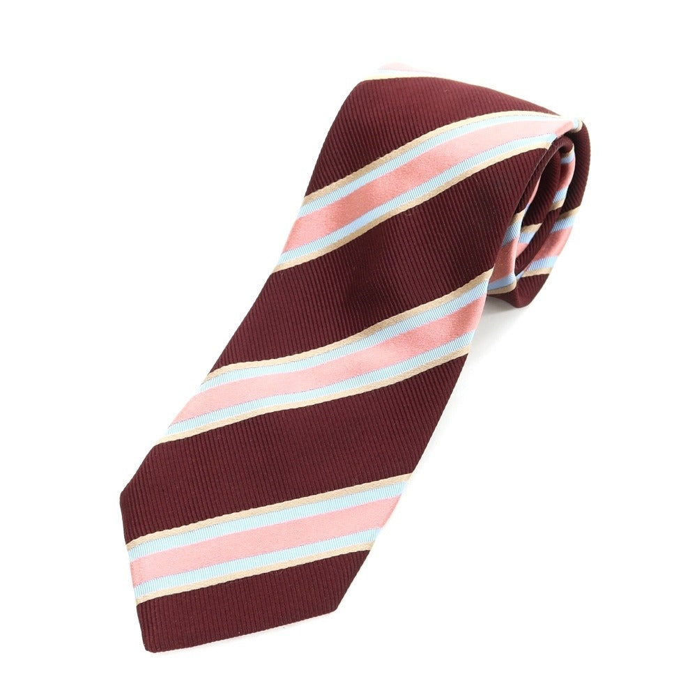 [Used] Stefano Bigi Striped 3-Fold Silk Tie Bordeaux [RED] [S/S/A/W] [Condition Rank B] ​​[Men&