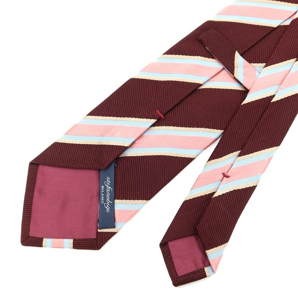 [Used] Stefano Bigi Striped 3-Fold Silk Tie Bordeaux [RED] [S/S/A/W] [Condition Rank B] ​​[Men&