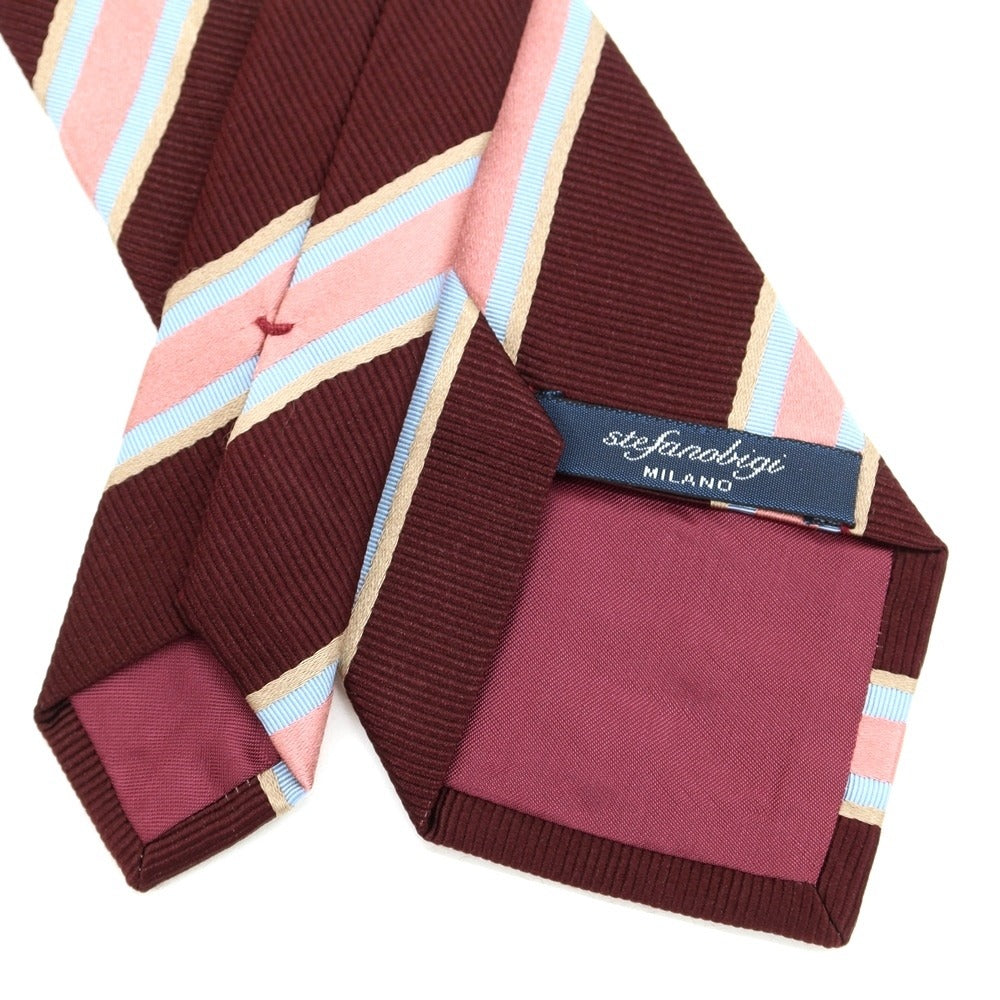 [Used] Stefano Bigi Striped 3-Fold Silk Tie Bordeaux [RED] [S/S/A/W] [Condition Rank B] ​​[Men&