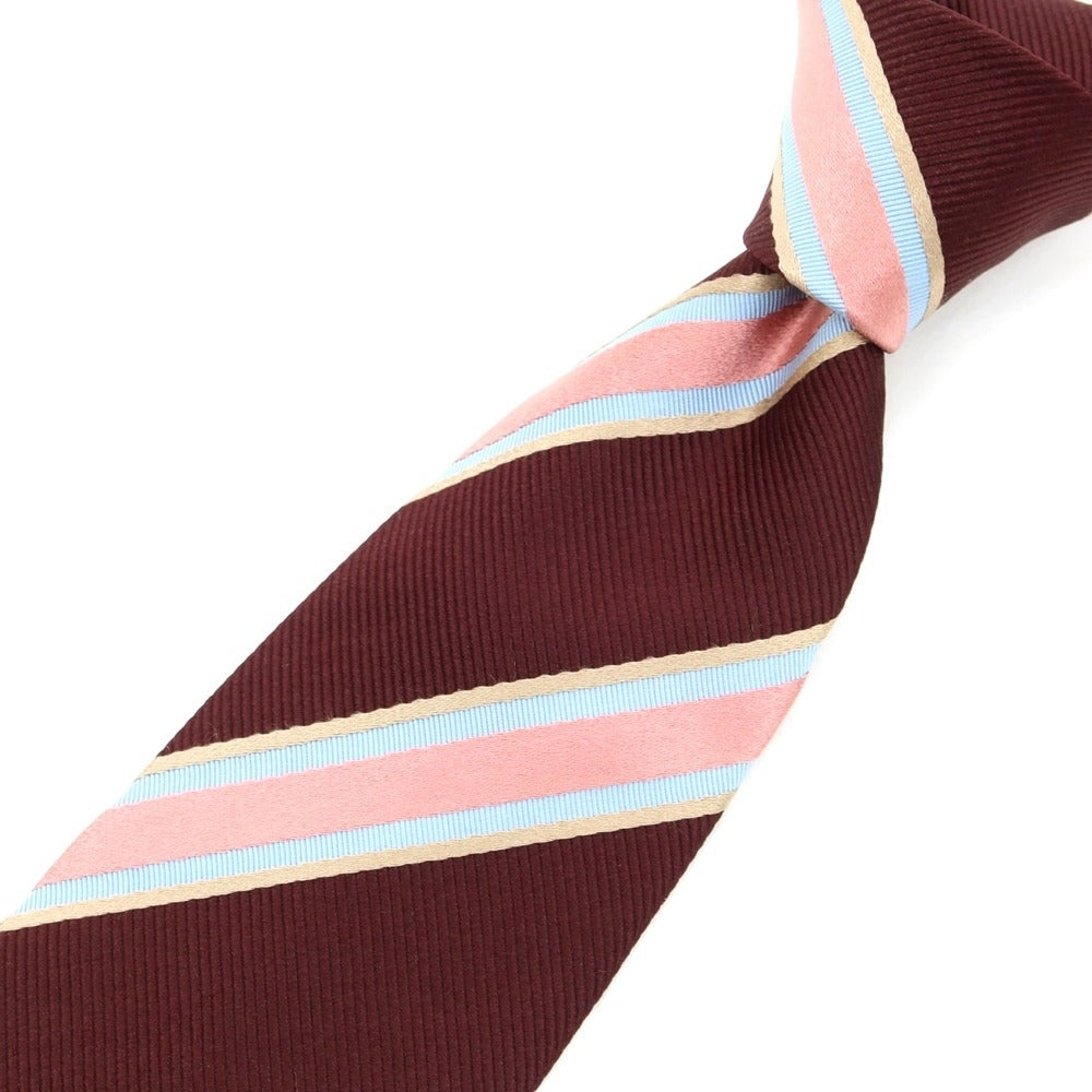 [Used] Stefano Bigi Striped 3-Fold Silk Tie Bordeaux [RED] [S/S/A/W] [Condition Rank B] ​​[Men&