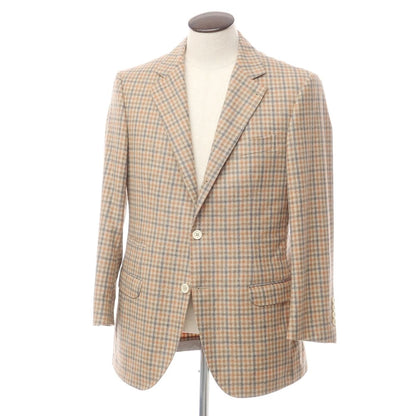 [Used] Brunello Cucinelli wool cashmere check jacket, beige x coral [Size 50] [BEI] [A/W] [Condition Rank B] ​​[Men&