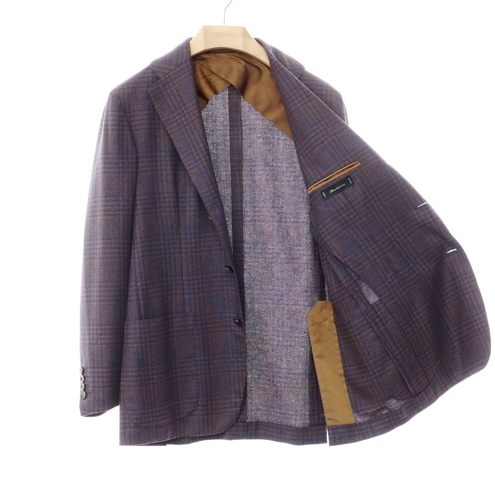 [Used] Sartorio wool check tailored jacket, navy x brown [size 50] [NVY] [A/W] [Condition rank B] ​​[Men&