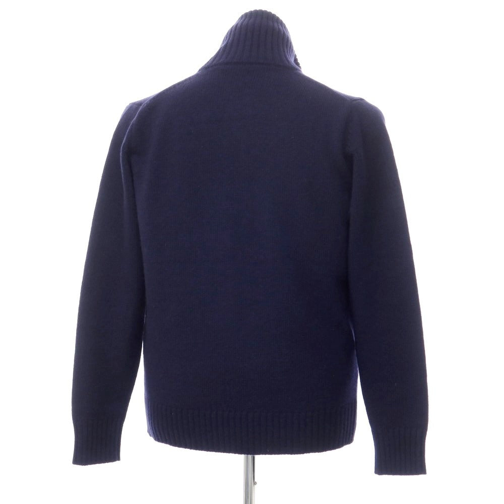 [Used] Kangra Mid-gauge cashmere stand-up collar knit cardigan, navy [Size 52] [NVY] [A/W] [Condition Rank C] [Men&