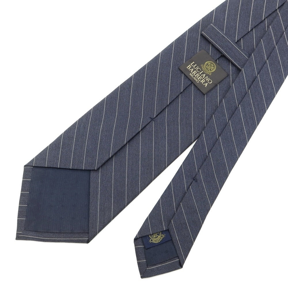 [Used] Luciano Barbera Striped 3-fold Silk Tie Navy Grey [GRY] [S/S/A/W] [Condition Rank C] [Men&