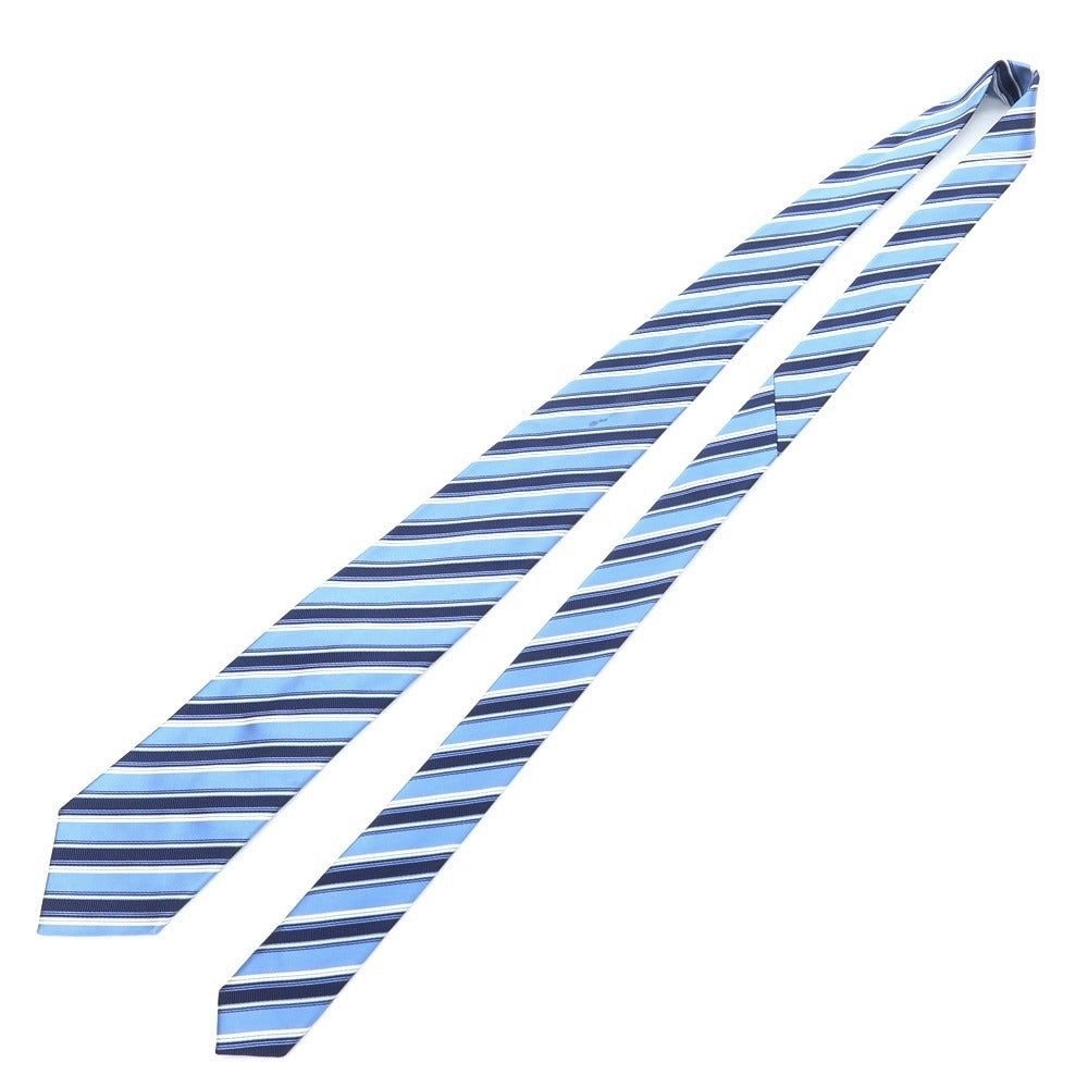 [Used] Stefano Bigi Striped 3-fold Silk Cotton Tie Light Blue x Navy [BLU] [S/S/A/W] [Condition Rank D] [Men&