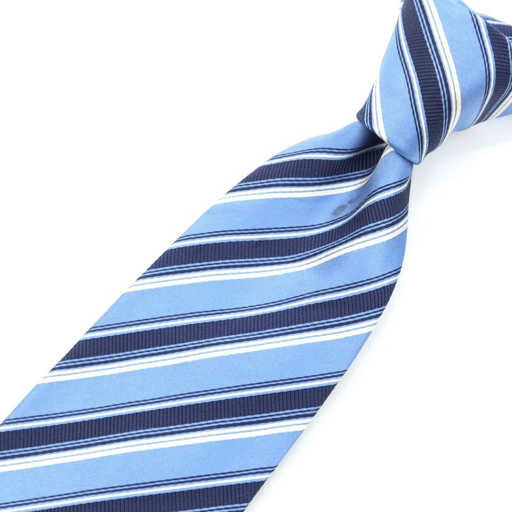 [Used] Stefano Bigi Striped 3-fold Silk Cotton Tie Light Blue x Navy [BLU] [S/S/A/W] [Condition Rank D] [Men&