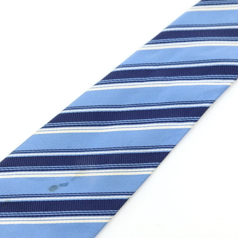 [Used] Stefano Bigi Striped 3-fold Silk Cotton Tie Light Blue x Navy [BLU] [S/S/A/W] [Condition Rank D] [Men&