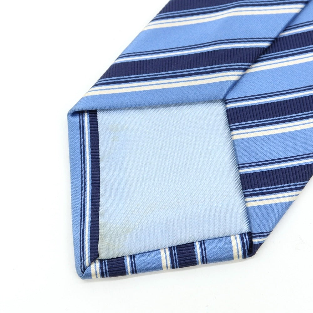 [Used] Stefano Bigi Striped 3-fold Silk Cotton Tie Light Blue x Navy [BLU] [S/S/A/W] [Condition Rank D] [Men&