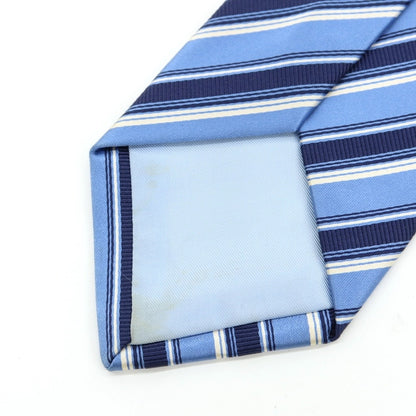 [Used] Stefano Bigi Striped 3-fold Silk Cotton Tie Light Blue x Navy [BLU] [S/S/A/W] [Condition Rank D] [Men&