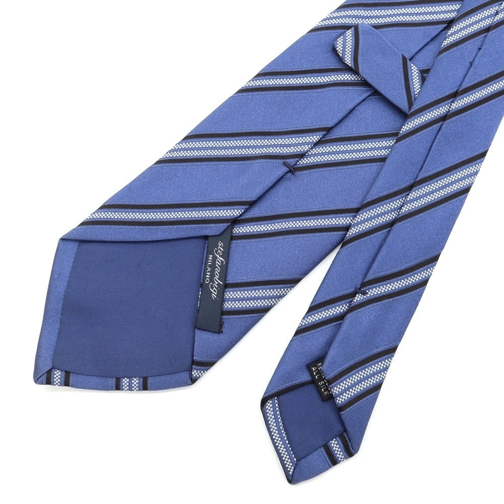 [Used] Stefano Bigi Striped Tri-Fold Silk Tie Dark Blue [BLU] [S/S/A/W] [Condition Rank D] [Men&