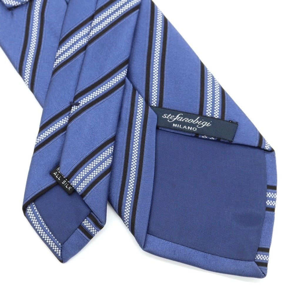 [Used] Stefano Bigi Striped Tri-Fold Silk Tie Dark Blue [BLU] [S/S/A/W] [Condition Rank D] [Men&