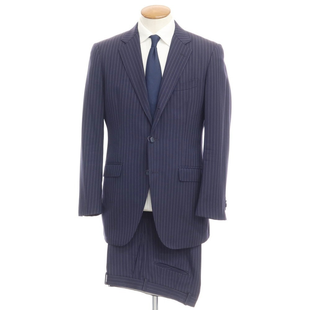 【中古】アザブテーラー azabu tailor ウール ストライプ 3B セットアップ スーツ ネイビー【サイズ48/85】【NVY】【S/S】【状態ランクD】【メンズ】【769573】
[EPD]