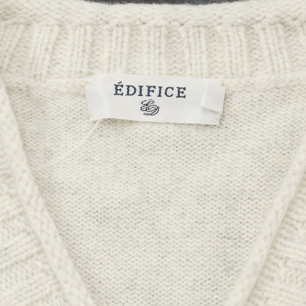 [Used] EDIFICE Wool V-neck knit Oatmeal [Size 40] [WHT] [A/W] [Condition Rank B] ​​[Men&