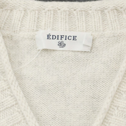 [Used] EDIFICE Wool V-neck knit Oatmeal [Size 40] [WHT] [A/W] [Condition Rank B] ​​[Men&