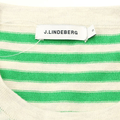 [Used] J.LINDEBERG Cotton Border Crew Neck Knit Greige x Navy [Size S] [BEI] [S/S] [Condition Rank B] ​​[Men&