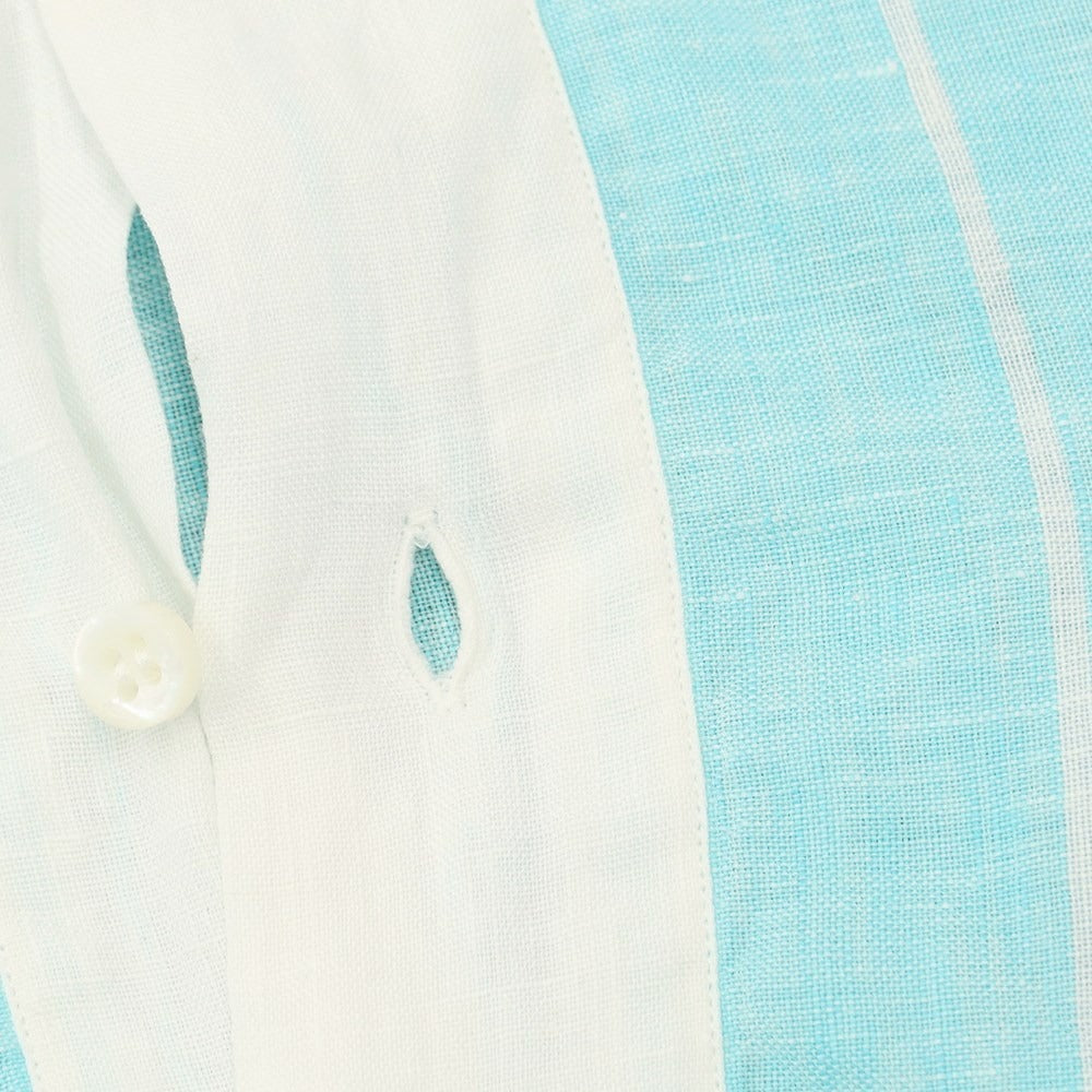 [Used] ORIAN Linen Striped Pullover Shirt Mint Blue x White [Size S] [BLU] [S/S] [Condition Rank C] [Men&