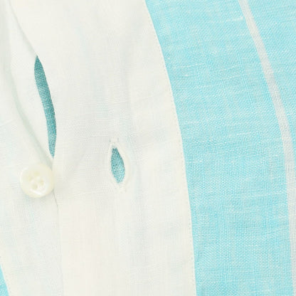 [Used] ORIAN Linen Striped Pullover Shirt Mint Blue x White [Size S] [BLU] [S/S] [Condition Rank C] [Men&