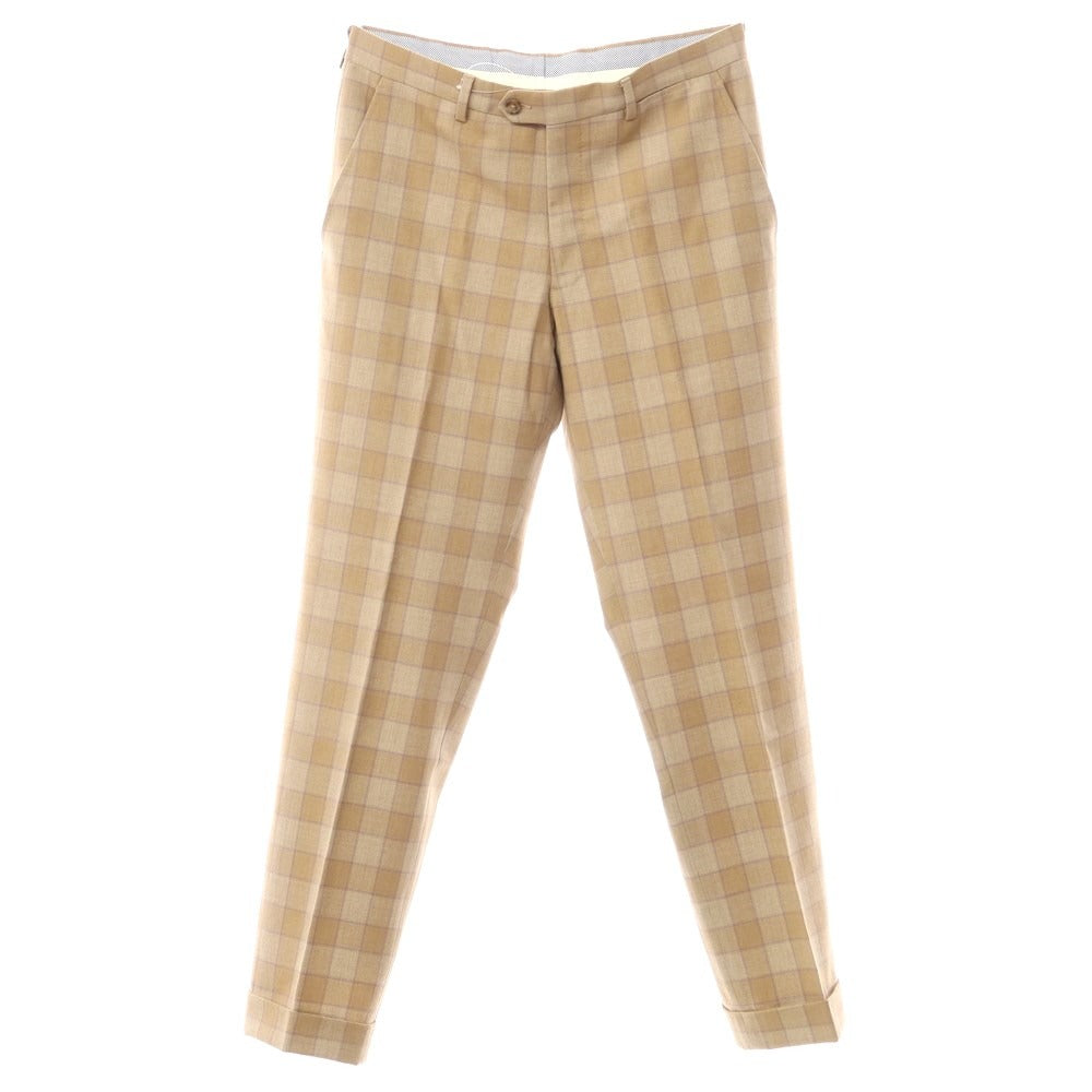 [Used] SHIPS Wool Check Casual Slacks Pants Beige x Purple [Size 46] [BEI] [A/W] [Condition Rank B] ​​[Men&