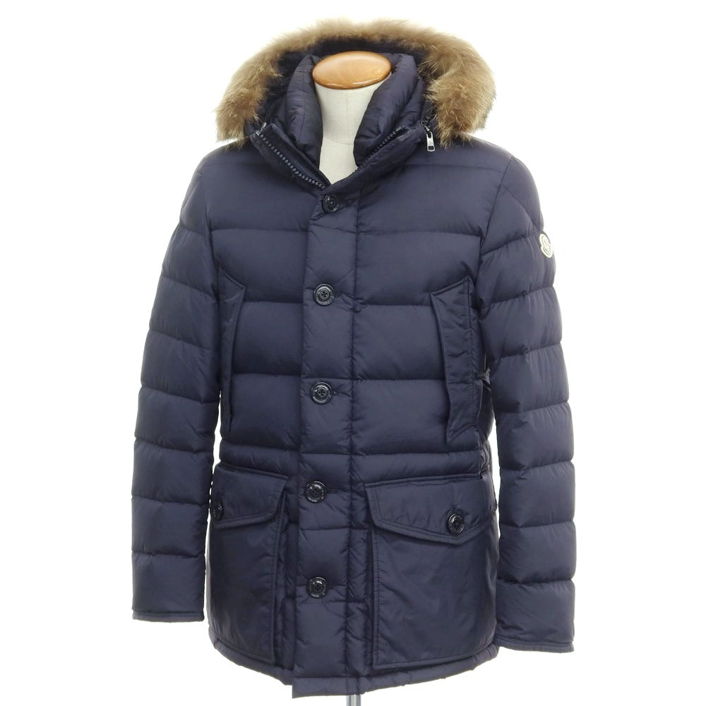 【中古】モンクレール MONCLER CLUNY ナイロン ファー ダウンジャケット ネイビー【サイズ2】【NVY】【A/W】【状態ランクC】【メンズ】【768987】