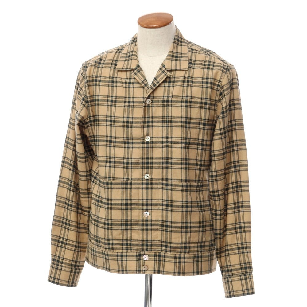 [Used] THE GIGI Cotton Check Open Collar Casual Shirt Beige x Dark Green [Size M] [BEI] [A/W] [Condition Rank B] ​​[Men&