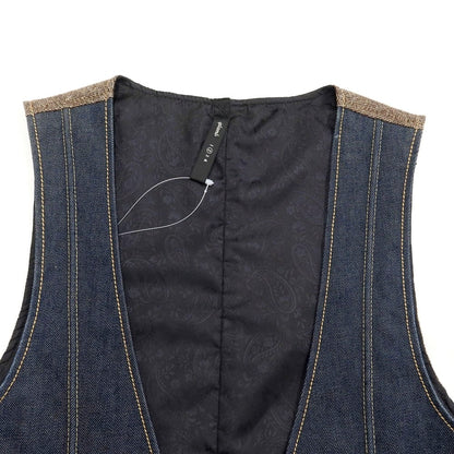 [Used] glamb denim gilet vest navy x brown [size 2] [NVY] [A/W] [Condition rank B] ​​[Men&