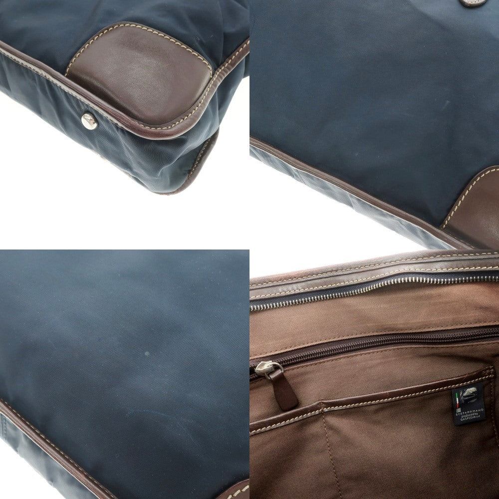 [Used] Stefanomano STEFANOMANO Nylon Briefcase Navy x Brown [W40xH28.5xD8] [NVY] [S/S/A/W] [Condition Rank D] [Men&