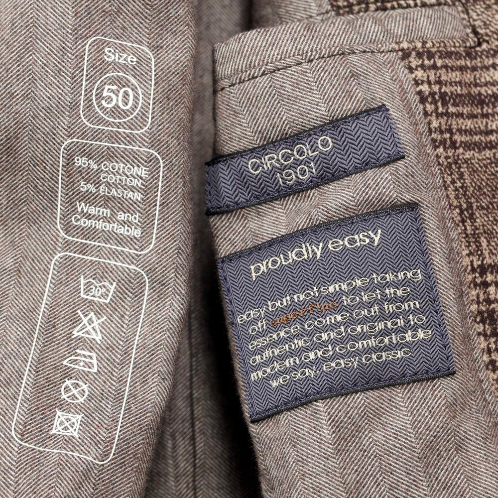 [Used] CIRCOLO 1901 Cotton Jersey Check Balmac Coat Brown [Size 50] [BRW] [A/W] [Condition Rank A] [Men&