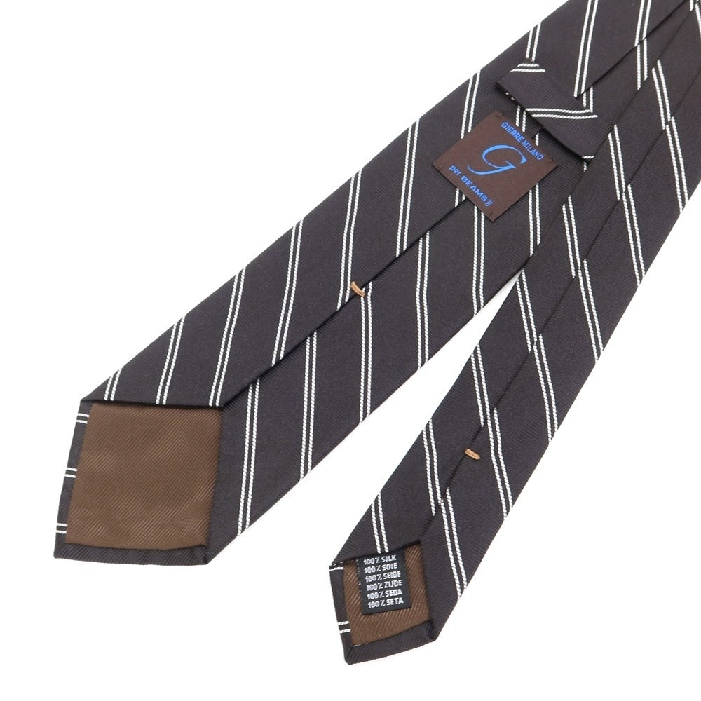 [Used] GIERRE Striped Tri-Fold Silk Tie Black x White [BLK] [S/S/A/W] [Condition Rank B] [Men&