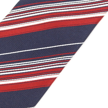 [Used] Ermenegildo Zegna Striped Tri-Fold Silk Tie Navy x Dark Red [NVY] [S/S/A/W] [Condition Rank B] [Men&